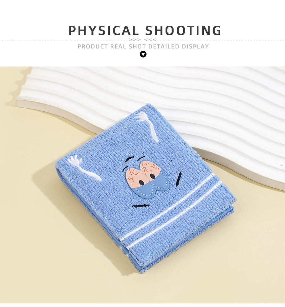 Plush Cartoon Wallet for Women Soft Fuzzy Surface PU Leather Coin Purse with Zip Closure Cute Casual Gift for Girls
