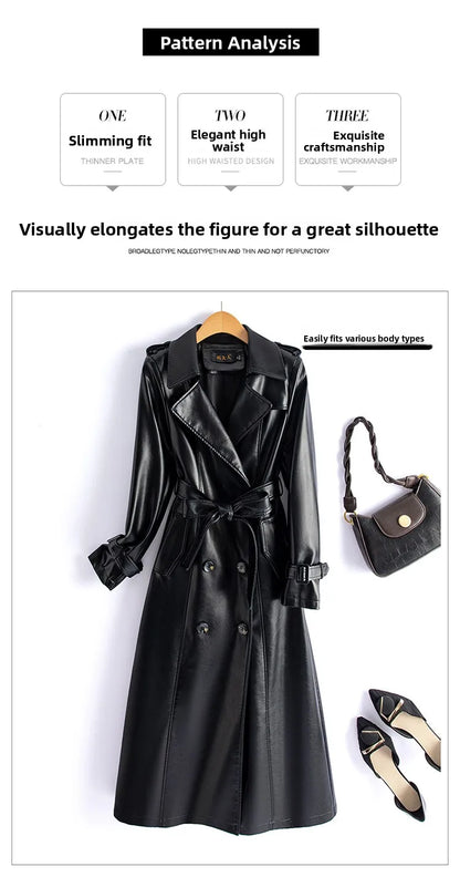Real Leather Sheepskin Coat Women's Mid-Length Stylish Slimming Autumn Winter New Korean Style Coat Over-Knee Outerwear