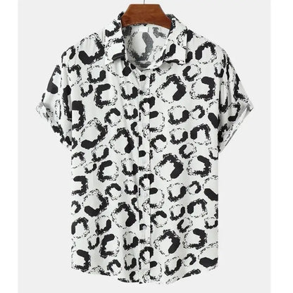 3D Printed Leopard Shirt For Men Casual Fashion Summer Short Sleeves Hawaiian Beach Shirts Personality Lapel Aloha Button Blouse