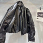 DEAT 2026 Summer New Item Fashion Double Zipper PU Leather Quilted Jacket For Women High Street Black Loose Coat Female 11A01245