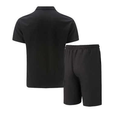 2026 Men Europe and the United States new summer Waffle solid color zip-up lapel short-sleeve suit shorts two sets