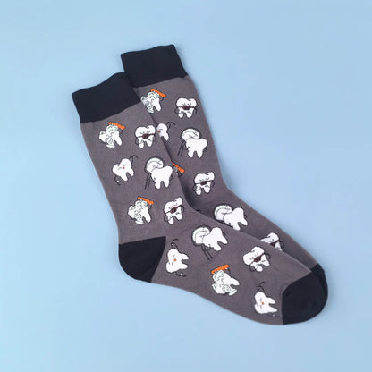 1 Pair Creative Shrimp Pattern，Casual Comfy Soft Mid-calf Men's Socks For Daily