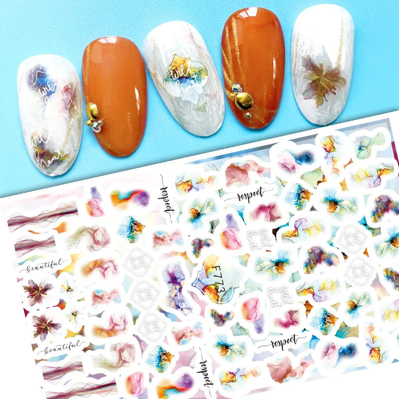 Black and White Love Flowers Line Art 3D Stickers Nail Decals Nail Art Accessories Butterfly Rose Nail Stickers Nail Sliders