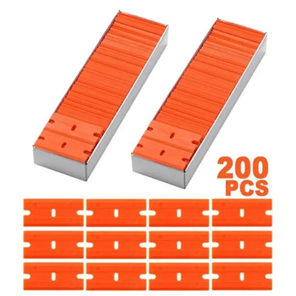 100 Pieces Two Cutting Plastic Razor Blade 1pcs Label Clean Razor Glue Remover Window Glass Clean Scraper Car Wrap Sticker Squee