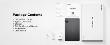 DOOGEE U11 Android 15 Tablet 11'' Ultra-clear 90Hz Display 4GB RAM 128GB ROM 8580mAh Battery Dual Speaker Supports Widevine L1