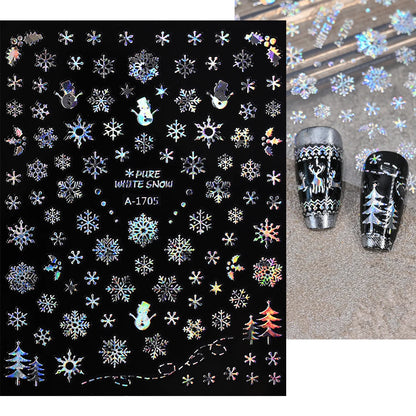 Winter Christmas Atmosphere Nail Stickers Snowman Snowflake Wapiti Self-adhesive High Quality Cute Nail Stickers Nail Art Deco