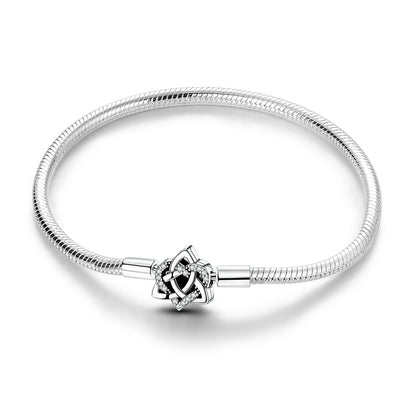 Original 925 Sterling Silver Charm Bracelets Heart Clip Bead Snake Chain Bracelet Fit Charms Beads Diy For Woman Fine Jewelry