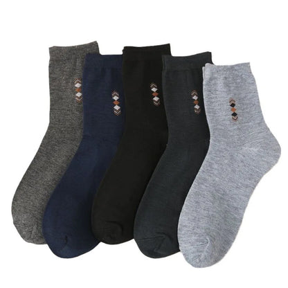 5 Pairs/Lot Men's Fashion Thickened Socks Four Seasons Leisure Breathable Deodorant Mid Tube Cotton Socks High Quality EU 38-44