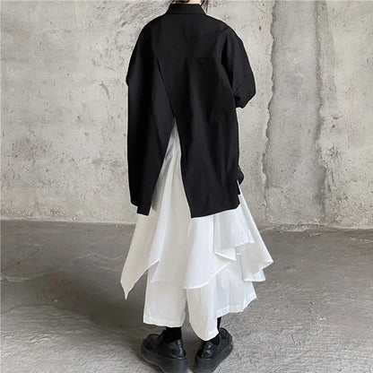 Women Black Skirts Japanese Gothic Irregular High Waist Pleated Skirt Pants for Women Vintage Cargo Skirts Female Clothes Ladies