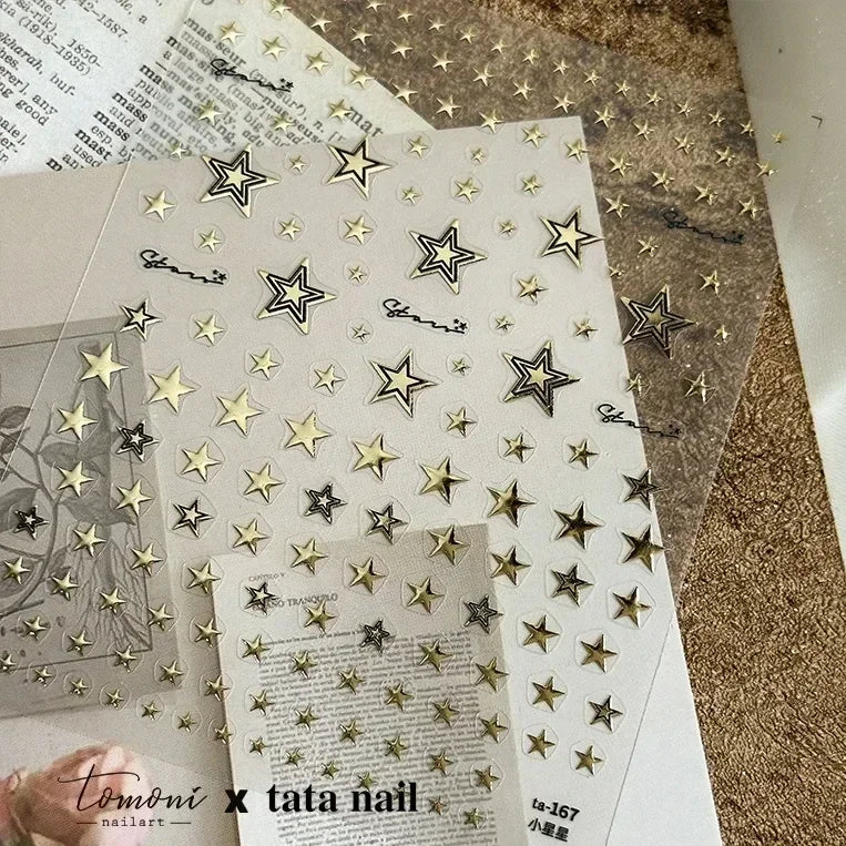 1 piece  5D silver nail stickers metal mini star nail art stickers high quality exquisite decals self-adhesive nail art stickers