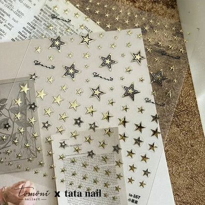 1 piece  5D silver nail stickers metal mini star nail art stickers high quality exquisite decals self-adhesive nail art stickers