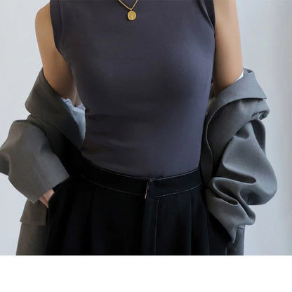 Camisole Vest for Women Cotton Round Neck Colourful Basic Sleeveless Undershirt Tops Tees with Coverage for Side Cleavage