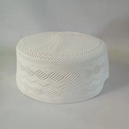 Muslim Caps For Men Colthing Crochet Knit Hat Turkey Kufi Islamic Kippah Jewish Turban White Cotton Mesh 0758