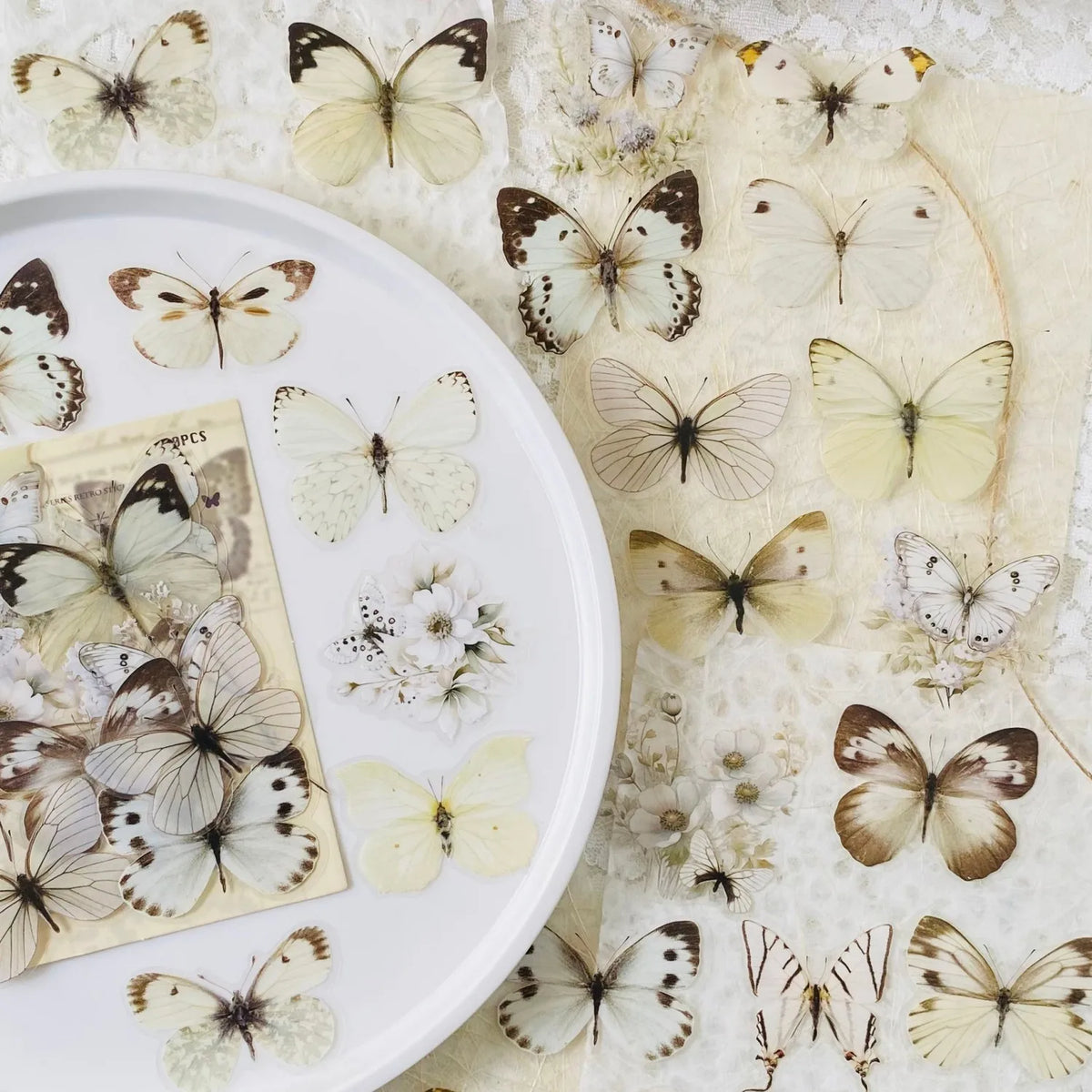 Journamm 40pcs ET Butterfly Stickers Scrapbook Supplies Creative Hand Account Materials Decoration DIY Stickers Junk Journal