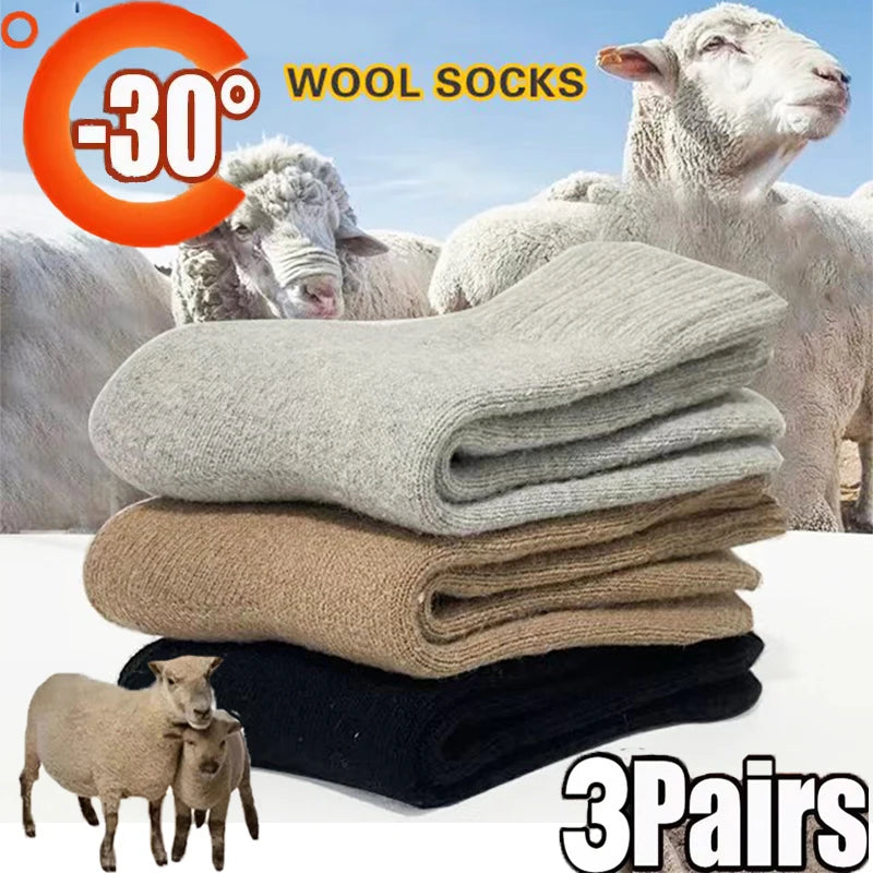 Socks Men Super Thicker Solid Sock Merino Wool Rabbit Socks Against Cold Snow Russia Winter Warm Funny Happy Male Socks