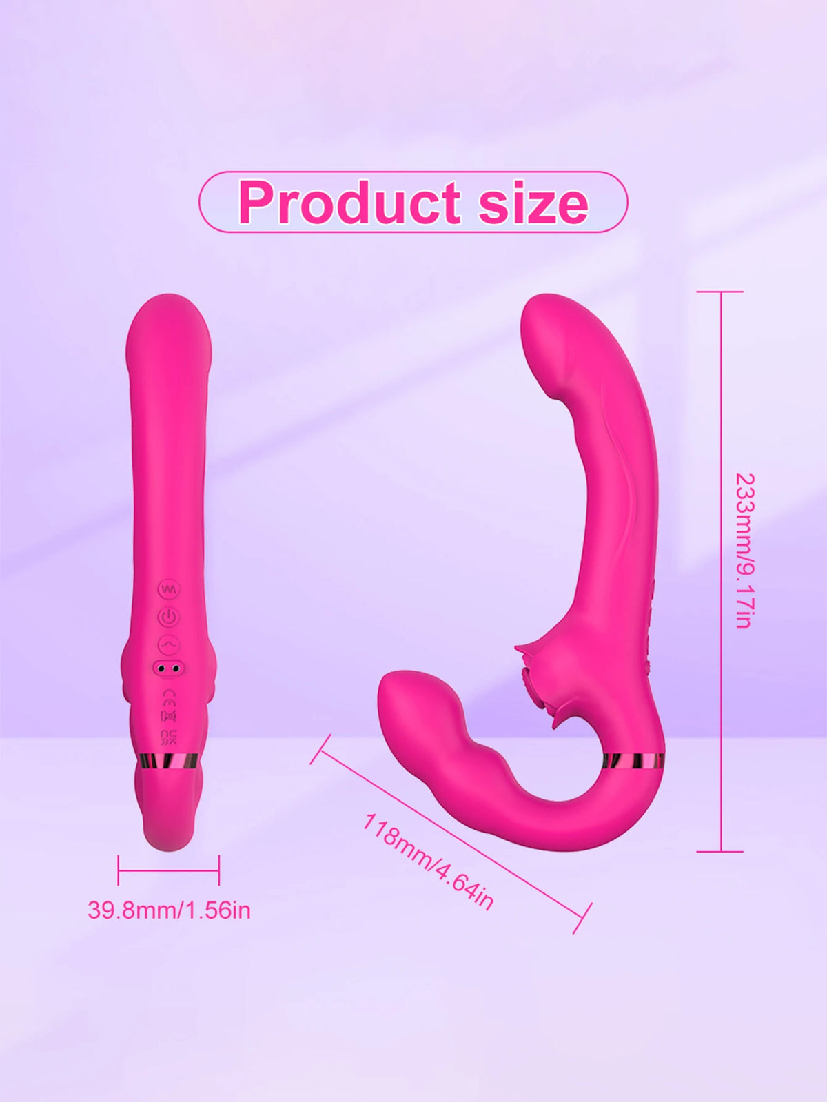 APP Strapless Strap-On G-Spot Dildo Vibrator Realistic Double-Ended Vibrating Butt Plug Anal Sex Toys for Women Lesbians Couples