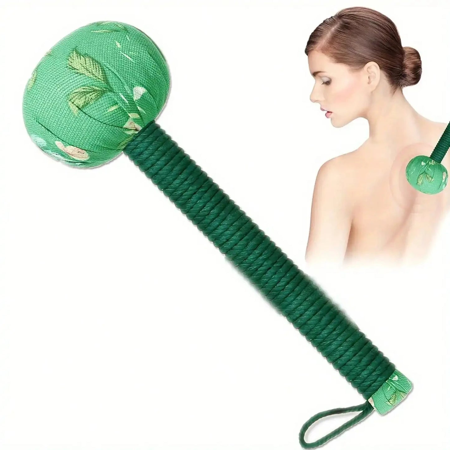 Long-Handled Wormwood Massage Hammer for Lymphatic Drainage, Manual Full Body & Back Massage Tool, Nylon Material