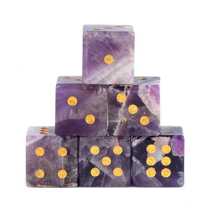 5pc 1.6cm Natural stone amethyst dice Agate tiger eye stone particle Guess the number of points wholesale