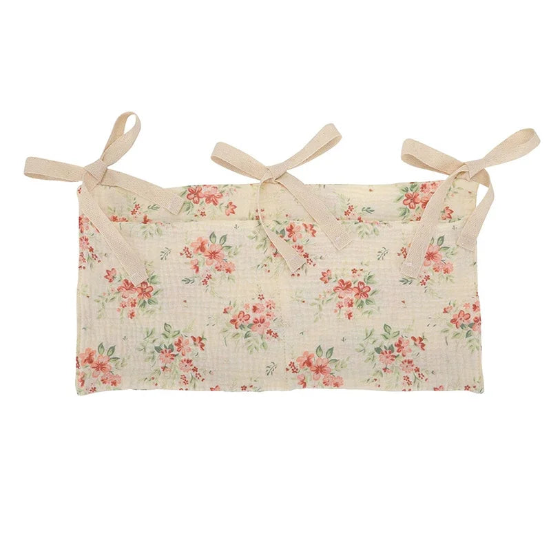 Baby Crib Storage Bag Cotton Double Pouch Newborn Bed Headboard Organizer for Kids Baby Bedding Diaper Toys Bag