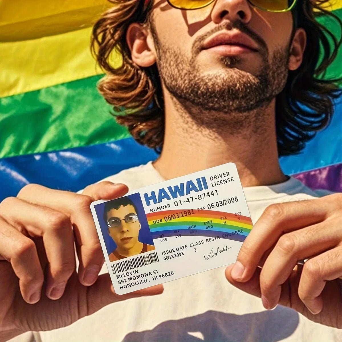 1PCS Novel PVC driver's license cards for Hawaii, prank party supplies, holiday gifts, durable party props