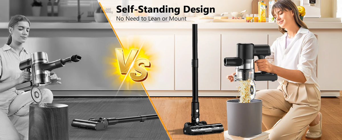 Cordless Vacuum Cleaner, 55Kpa/55Mins Vacuum Cleaners for Home, Anti-tangle Stick Vacuum with Self-Standing, Wall Mount Charging