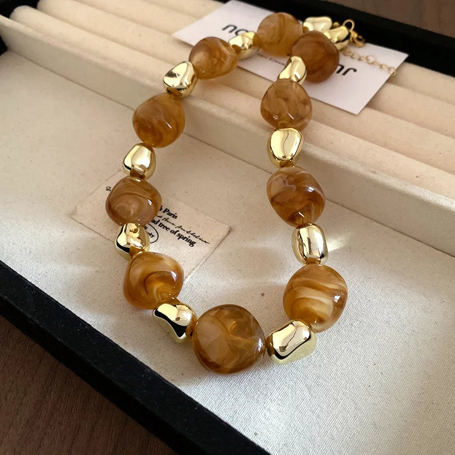 Multicolor Irregular Acrylic Beaded Bangles for Women Geometric Smudge String Bracelet Beach Vacation Style Couple Jewelry W