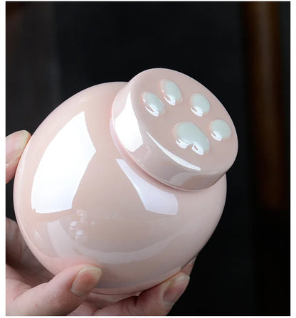 Household Mini Pet Ash Jar Moisture Proof Ceramic Claw Seal Jar Animal Funeral Urn Pet Nostalgia Ornament Portable Ash Box