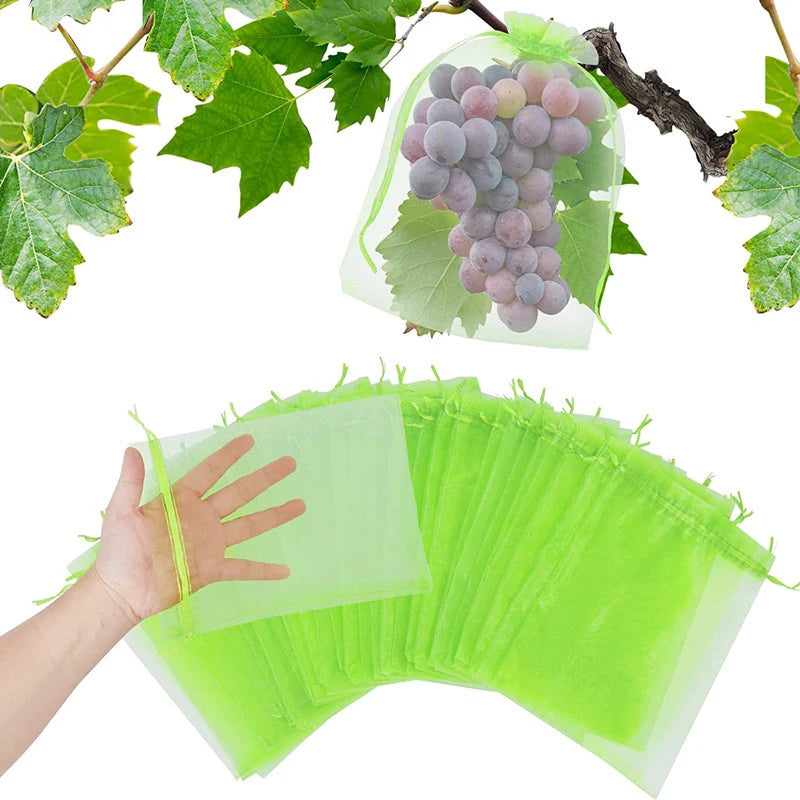 Reusable Drawstring Plant Protection Net Bags Garden Pest Proof Cover For Fruit Trees Vegetables Grapes Strawberries Berries