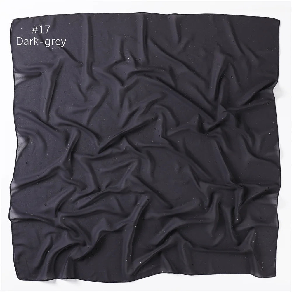 90*90cm Square Chiffon Hijab Scarf Women Solid Color Muslim Soft Head Scarf Islamic Shawls and Wraps Headband Musulman Scarves