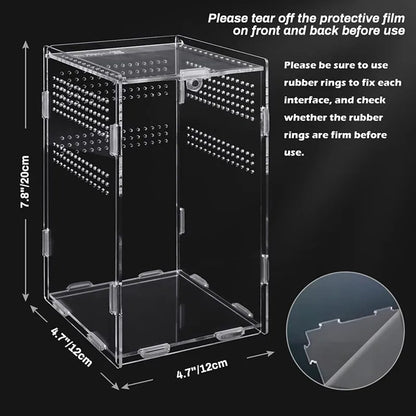 Acrylic Transparent Reptile Terrarium Breeding Box Turtle Cage Nano Arboreal Tarantula Enclosure Dearded Dragon Reptiles Habitat