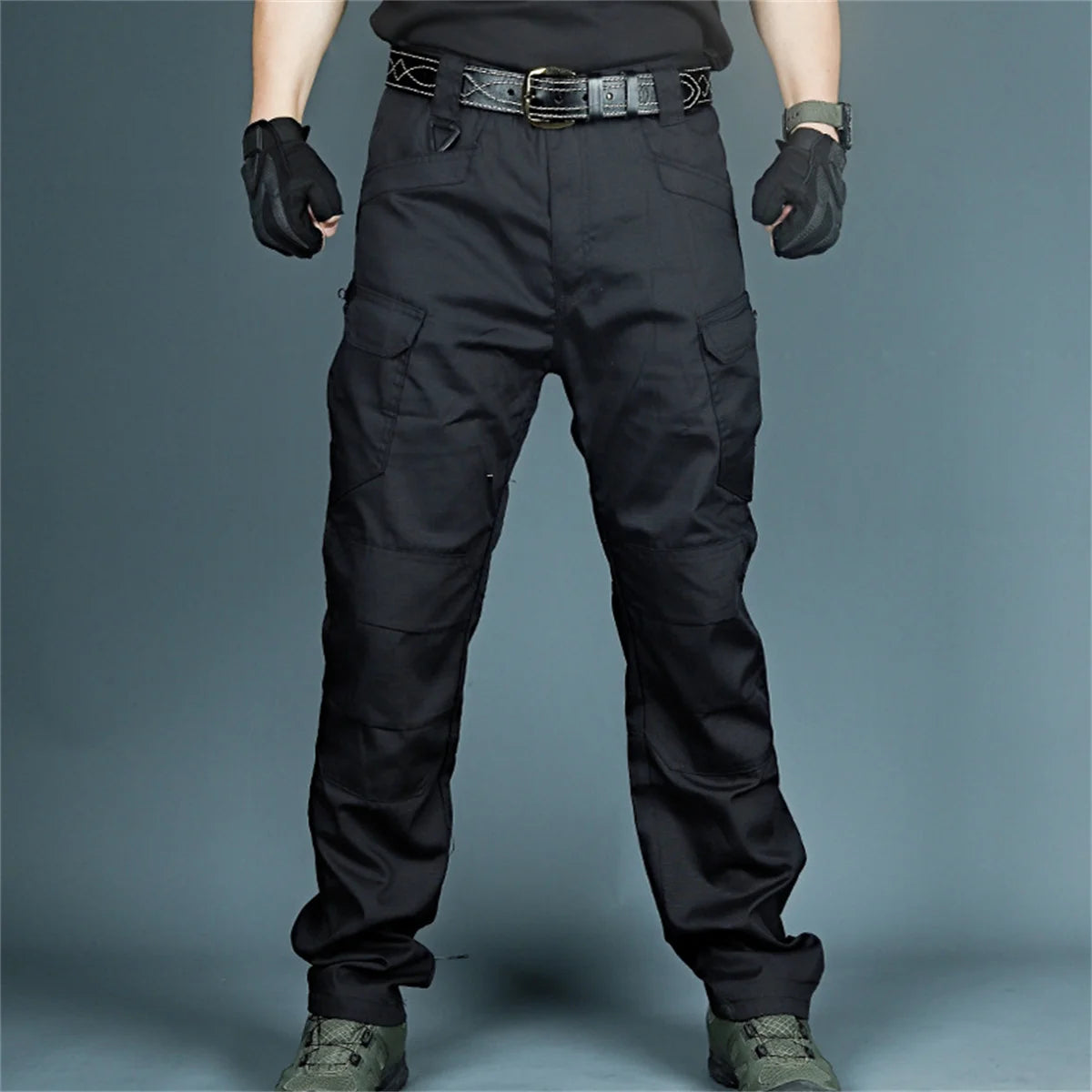 Black Cargo Plus Size Men's Elastic Tactical Pants Camping Hiking Fishing Trekking Climbing Outdoor Trousers Quick Dry Sports