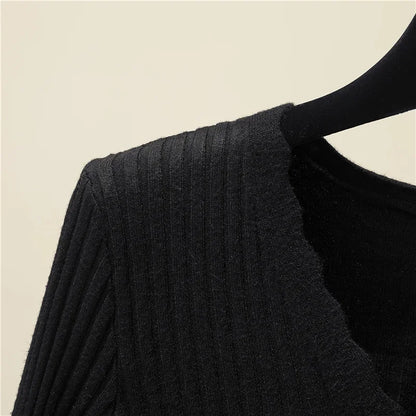 Women Ribbed Crew Neck Cardigan Sweater Pastel Pink Purple Long Sleeve Fitted Crop Knitted Jacket Spring Fall