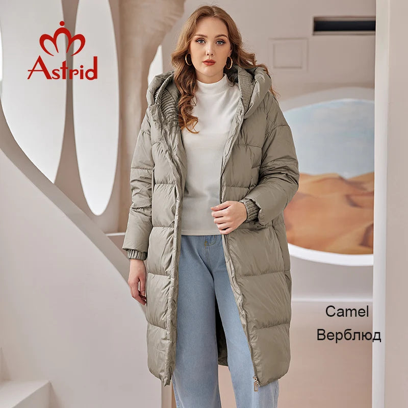 Astrid 2022 Down Jacket Women Winter Warm Long Coat Women Parkas Hooded Fashion Loose Outerwear Women's Jacket Female Clothing
