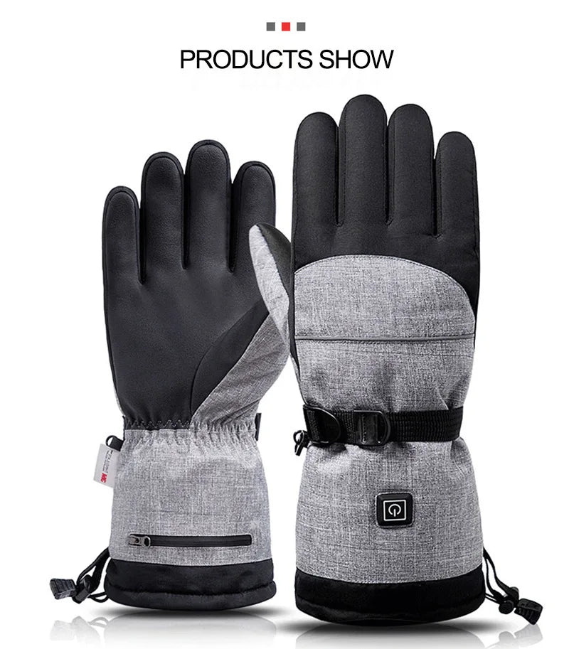 Men Electric Heated Skiing Gloves Smart Electrical  Winter Warm with Battery Case Gloves Touch Screen Electric Heated Equipment
