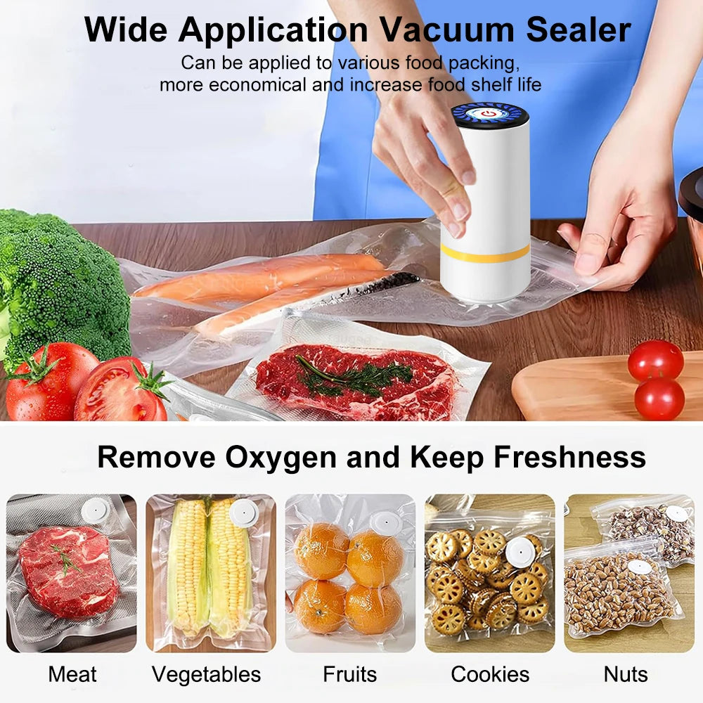 Mini Vacuum Sealer Electric Air Pump for Food Fresh-Keeping Rechargeable Vacuum Bag Sealer Automatic Vacuum Compression Machine