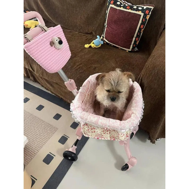 Compact Foldable Pet Cart Lightweight Shopping Cart Small Portable Go out Pet Carrier