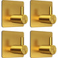 4pcs Self-Adhesive Towel Hooks 304 Stainless Steel Stick-On Wall Hooks For Home Coat Robe Bathroom Organization Accessories