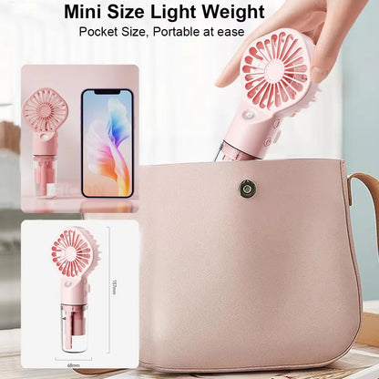Portable Handheld Spray Fan - USB Charging Mini Humidifier Fan, Suitable for Travel and Outdoor Use as a Handheld Fan