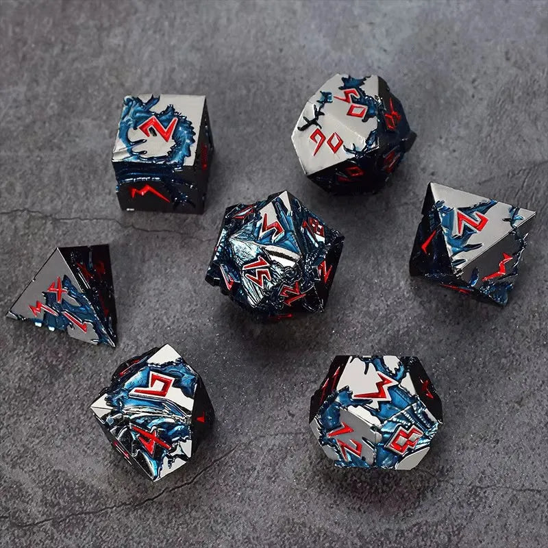 D&D Dice 7 Die Metal DND Dice Set, Weighted Metallic for Dungeons and Dragons Dice Set, Polyhedral D and D Dice Roleplaying Cube