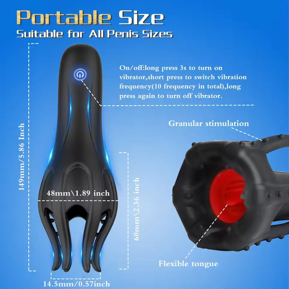 Glans Trainer Male Penis Massage Tongue Licking Stimulate Oral Vibrator Blowjob Delay Endurance Masturbator Sex Toys for Men 18+