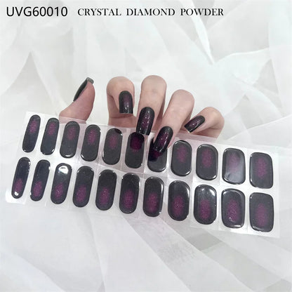 16/18/20Tips Semi-Cured Gel Nail Strips Adhesive Full Cover Stickers for Nails UV Lamp Need Press On Nails Fashion Manicure