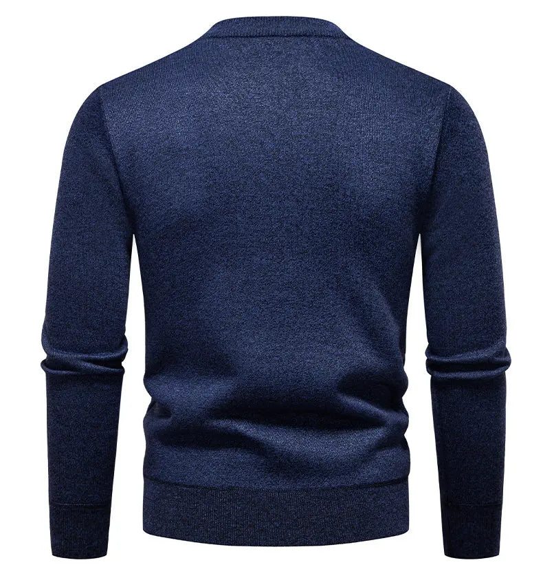New Sweater Men Casual Knitted Pullover Solid Color Warm Regular Fit Round Neck Sweater Pullovers Mens Sweatwear