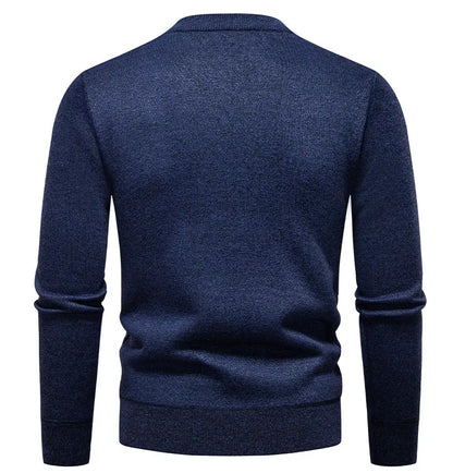 New Sweater Men Casual Knitted Pullover Solid Color Warm Regular Fit Round Neck Sweater Pullovers Mens Sweatwear