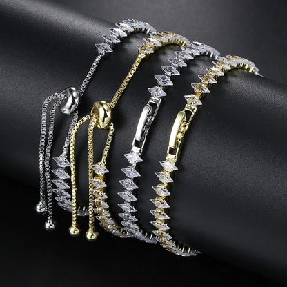 Luxury Dainty Tennis Bracelet for Women Silver Color Sparkling Cubic Zircon Stackable Chain Crystal Banquet Wedding Jewelry H085
