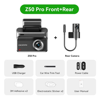 DDPAI Dash Cam Z50 Pro 4K UHD 3"IPS Display Built-in GPS ADAS Dual-channel Car DVR Wi-Fi 24H Parking Monitor Dash Car Camera