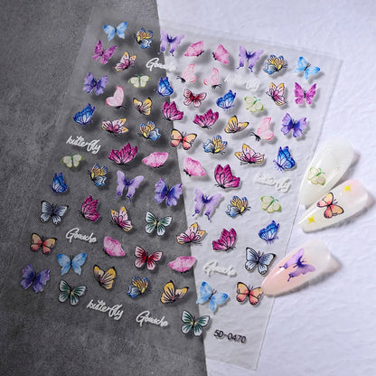 5D Hibiscus Flower Nail Embossed Sticker Lace Flower White Pink Petal Floral Self Adhesive Nail Art Slider DIY Elegant Romantic