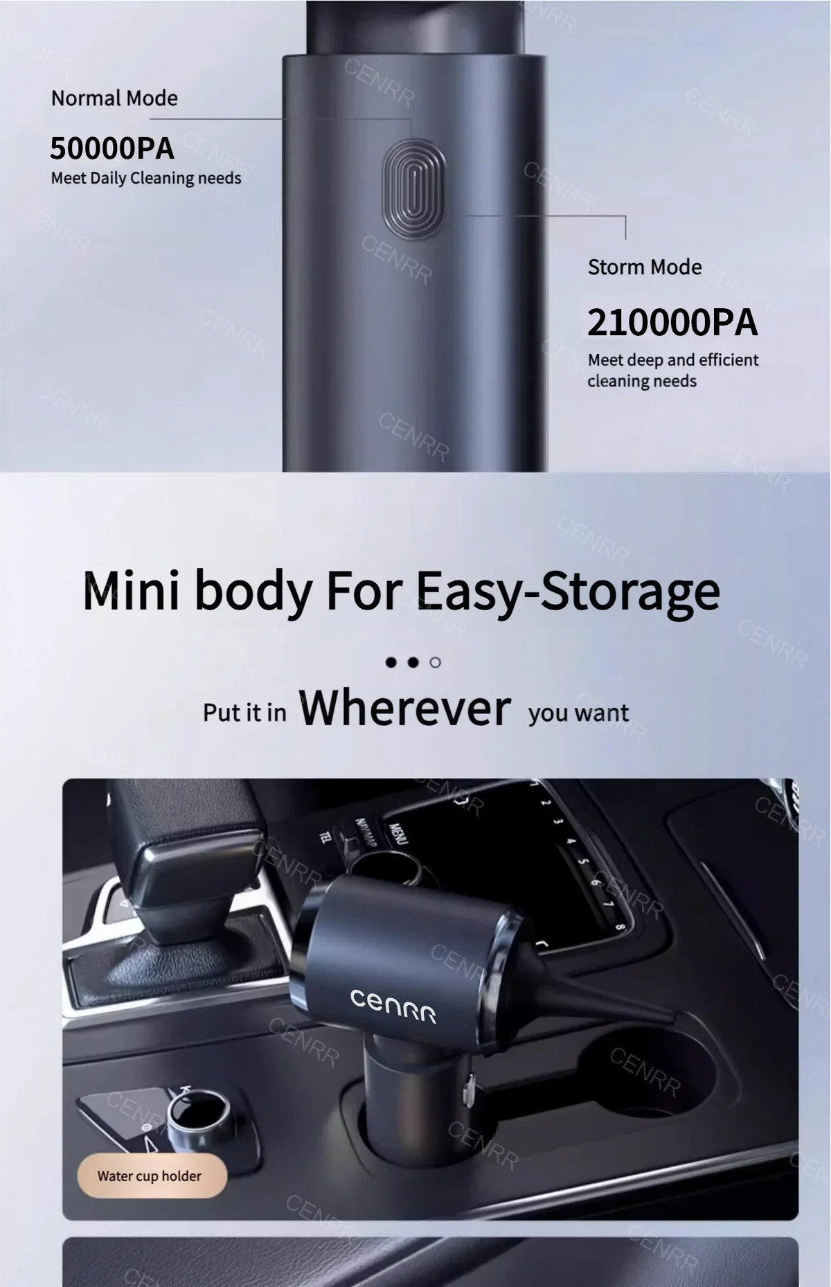 CENRR Car Vacuum Cleaner High Suction 210000PA Wireless Vacuum Cleaner Cordless Vacuum Cleaner High Pressure Cleaning Machine