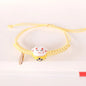 Simple Ceramic Lucky Cat Braided Bracelet for Women Cute Animal Kitten Hand-woven Adjustable Bangles Party Harajuku Jewelry Gift