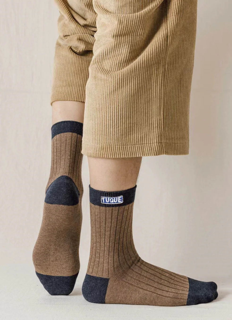 5‑Pairs Unisex Men's Trendy Color Block Crew Socks Breathable Comfy Casual For All Seasons Outdoor Wearing