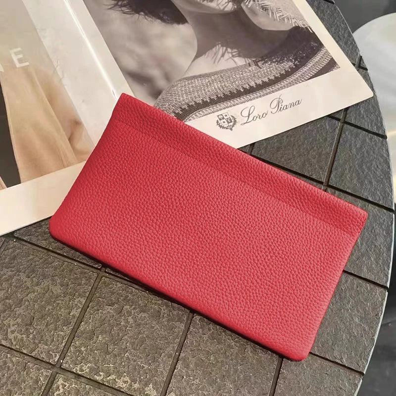 Self-Closing Artificial Leather Long Wallet Passport Driver's License ID Holder Headphone Data Cable Storage Cash Pouch
